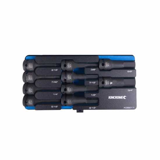 Kincrome 10-piece hex impact socket set with durable Cr-Mo construction, black phosphate finish, and organized EVA tray.
