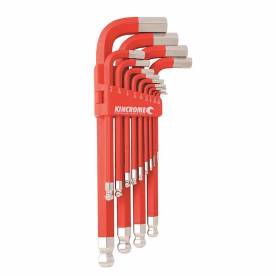 Kincrome Jumbo Key Wrench Set featuring 13 pieces, sizes 5/64" to 3/4", chrome plated with magnetic tips for easy use and identification.