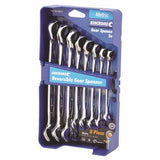 Kincrome 8 Piece Comb Gear Rev Spanner Set featuring 8-19mm sizes, fine gear ratcheting, and durable Chrome Vanadium Steel.