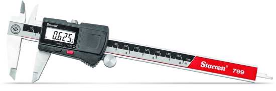 Starrett Electronic Caliper EC799A-6: 150mm digital caliper with ergonomic design, large LCD, and inch/mm conversion for precise measurements.