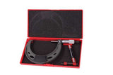 Starrett Outside Micrometer 444MXRL-75-50-75mm with satin chrome finish, carbide anvils, and 0.01mm graduations for precise measurements.