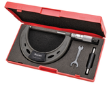 Starrett Outside Micrometer 444MXRL-100, 75-100mm range, satin chrome finish, carbide anvil, precise readability, durable design.