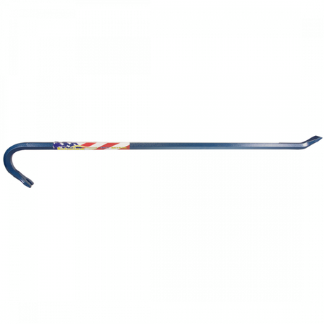 Estwing 750mm wrecking bar for construction, features angled chisel for prying and slotted end for nail removal.