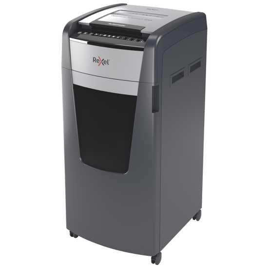 Rexel Optimum 600x Autofeed Shredder, capable of shredding 600 sheets automatically with P4 cross cut security and quiet operation.