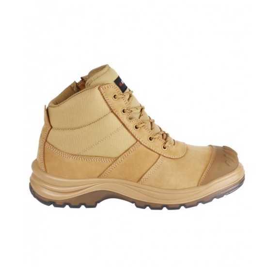 Zip Sided Safety Boots - KingGee Tradie K27100  Wheat (Size 6)