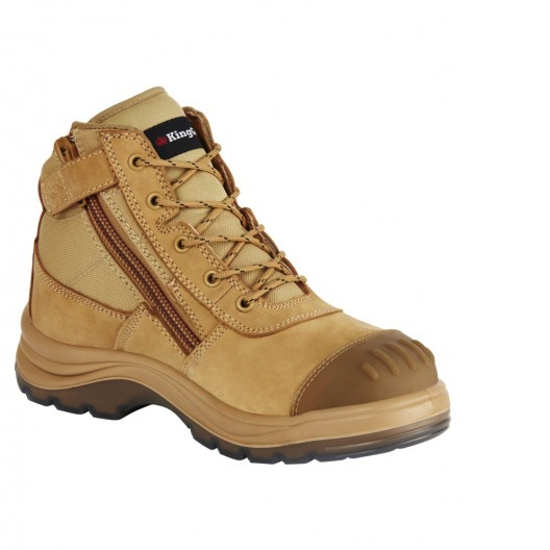 Zip Sided Safety Boots - KingGee Tradie K27100  Wheat (Size 14)