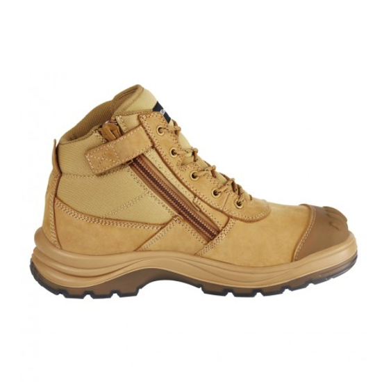 Zip Sided Safety Boots - KingGee Tradie K27100  Wheat (Size 6)