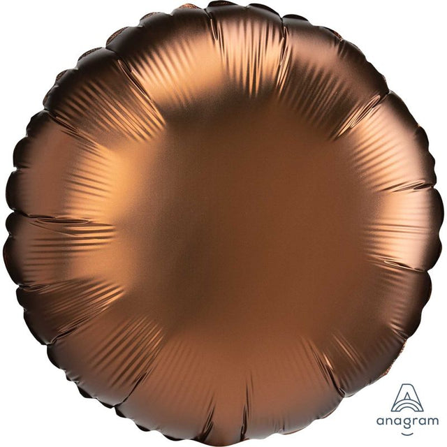 45cm Cocoa circle satin balloon, self-sealing, perfect for elegant celebrations and versatile decor.