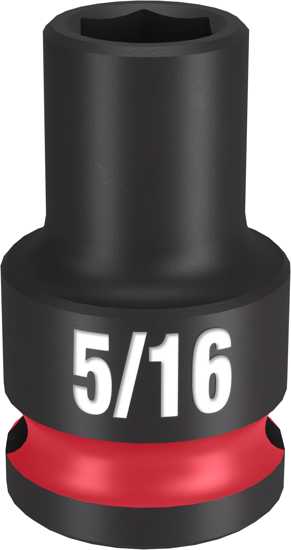 Milwaukee 3/8" drive socket with 5/16" diameter, designed for high torque, featuring durable forged steel and non-slip design.