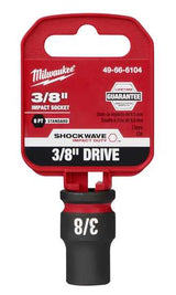 Milwaukee 3/8" impact socket with durable forged steel, 6-point grip, marked for easy identification, and backed by a Lifetime Guarantee.