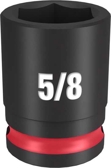 Milwaukee 3/8" drive impact socket, 5/8" size, durable forged steel, 6-point design, easy attachment, lifetime guarantee.