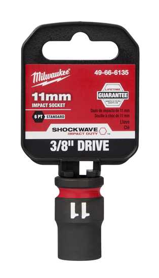 Milwaukee Shockwave 11mm Impact Socket: durable forged steel, 6-point design, easy attachment, lifetime guarantee.