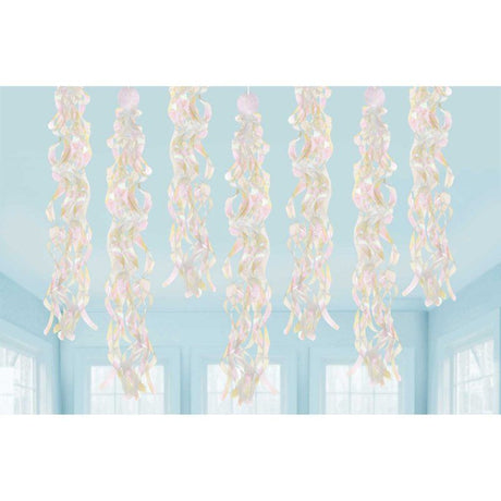 Luminous iridescent swirls in a pack of 10, perfect for adding vibrant elegance to any birthday celebration.