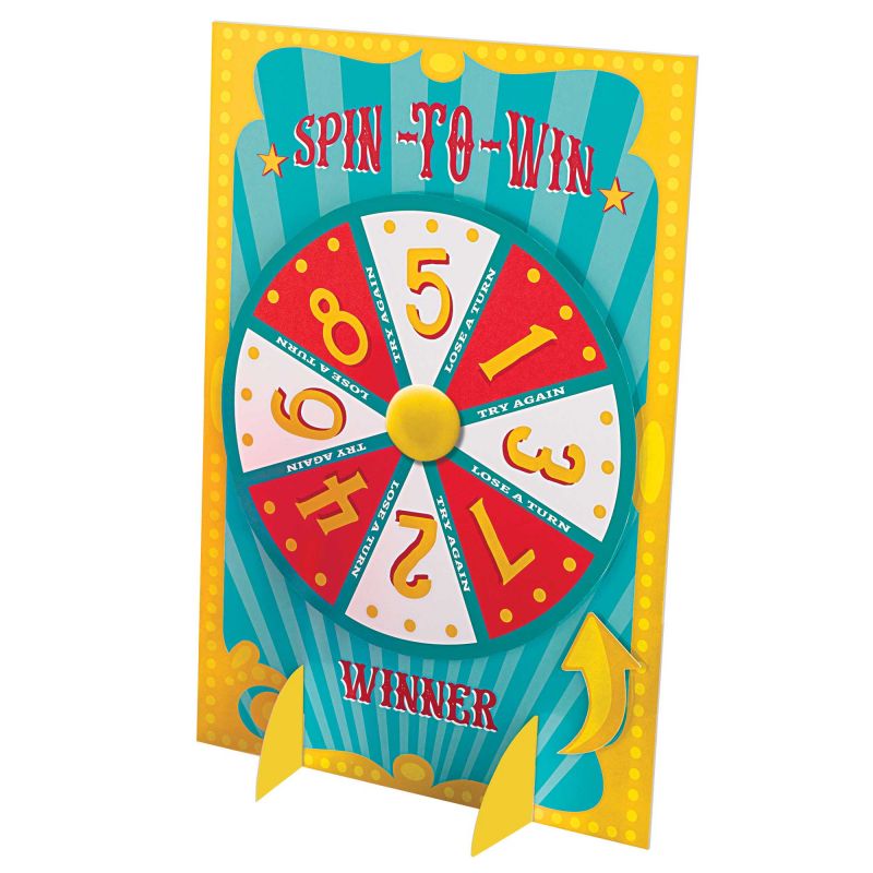 Colorful Carnival Prize Wheel measuring 31cm x 45cm, perfect for engaging participants at events and fundraisers.