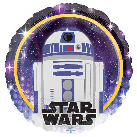 45cm R2D2 Star Wars balloon, vibrant foil, perfect for birthday parties and themed events, adds a galactic touch.