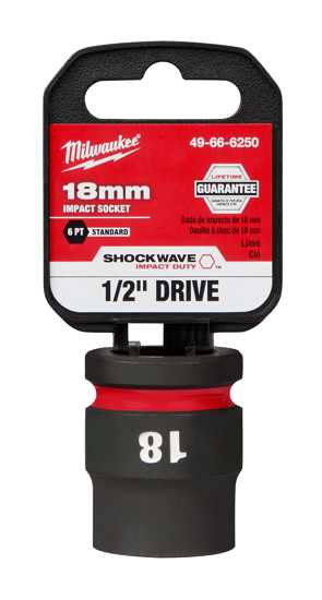 Milwaukee Shockwave Impact Duty Socket 1/2" Drive-18mm (Each)