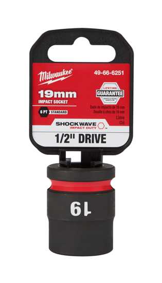 Milwaukee Shockwave Impact Duty Socket 1/2" Drive-19mm (Each)