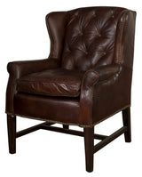 Stylish vintage cigar leather armchair featuring a button-back design, brass nail detailing, and premium multi-layer cushioning.