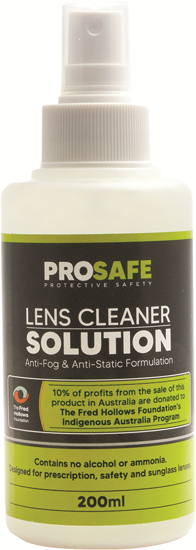 Prosafe Anti-fog Lens Cleaner in 200ml pump spray bottle, designed to keep lenses clear and fog-free.