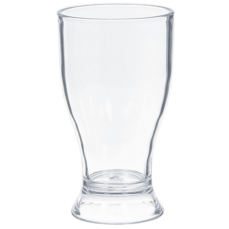 Clear plastic Pilsner mini beer glasses (236ml) in a pack of 4, perfect for enjoying craft beers at gatherings.