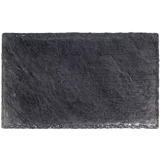 Elegant rectangular melamine tray with slate look, 40cm size for stylish serving at gatherings and easy cleaning.