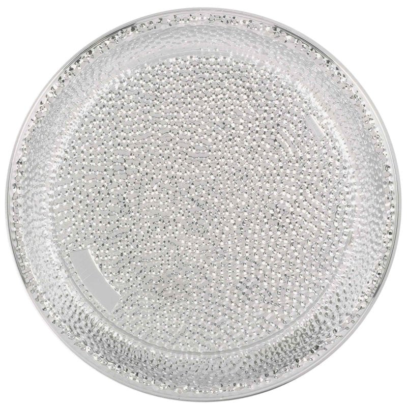 Elegant 40cm silver hammered serving tray, perfect for drinks and appetizers, adding sophistication to any occasion.