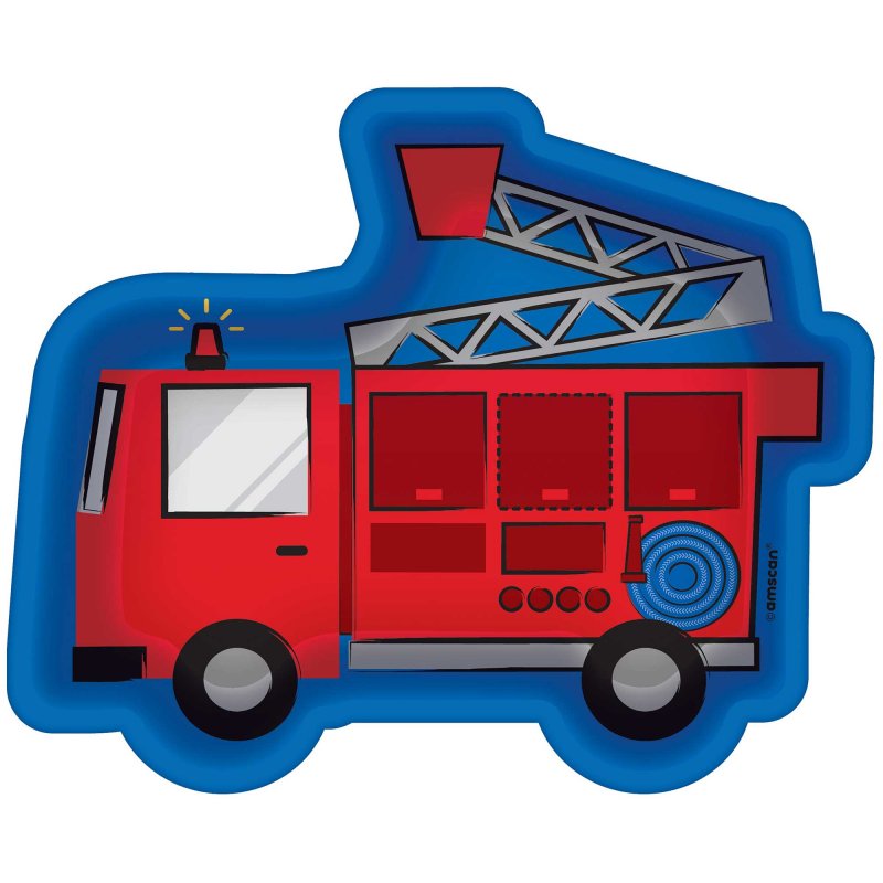 Paper Plates - First Responders Fire Truck (22cm) - Pack of 8