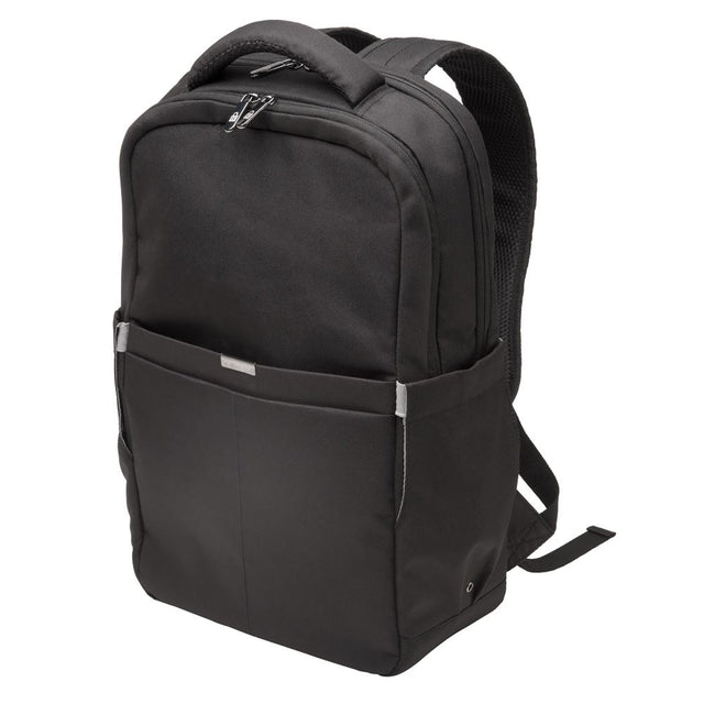 Sleek black Kensington LS150 backpack with dedicated tech storage, quick access pockets, and padded comfort features.