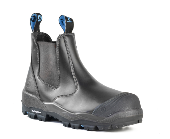 Bata Trekker Ultra safety boots in black, Size 3, featuring durable leather, slip resistance, and electrical hazard protection.