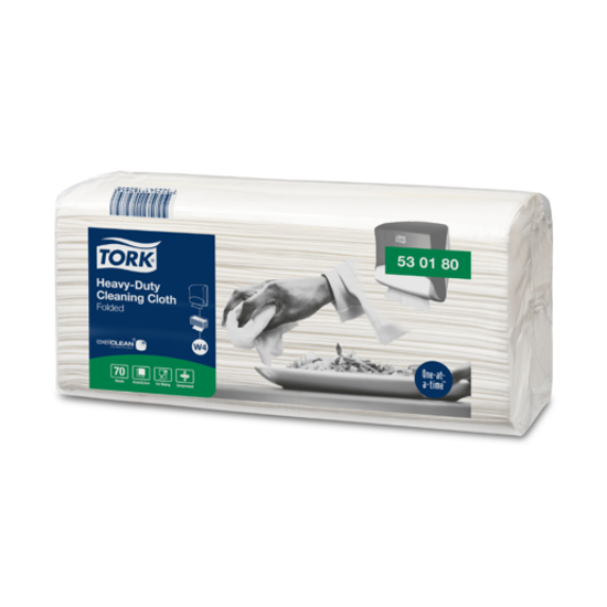 Tork W4 Heavy Duty Folded Cleaning Cloth White-70-Pack