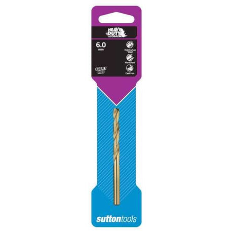 Sutton 6.0mm Cobalt Jobber Drill Bit, designed for precision drilling in tough materials like steel and cast iron.