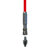 High-visibility 2.0m vehicle safety flag on a fibreglass rod, available in red or yellow, ideal for towing and transport safety.