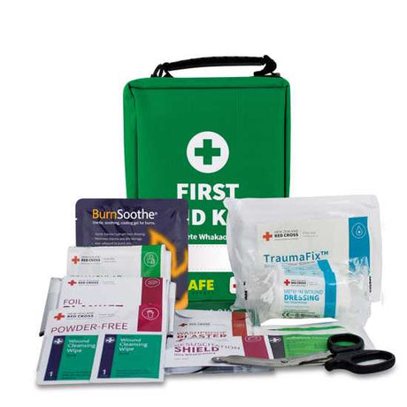 Prosafe First Aid Vehicle Kit: Essential for vehicle emergencies, includes dressings for airbag burns and TraumaFix for severe bleeding control.