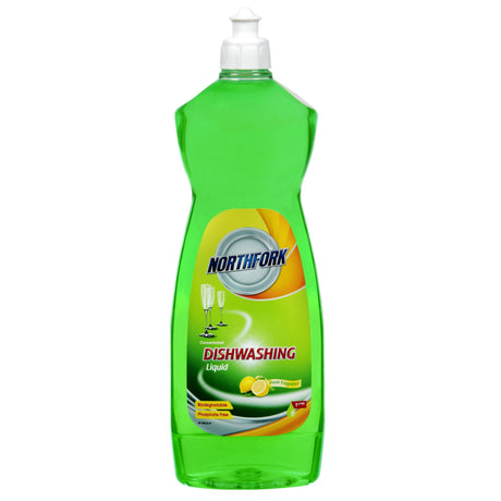 Northfork Dishwashing Liquid 1L bottle, eco-friendly and concentrated, gently cleans dishes while being kind to your hands.