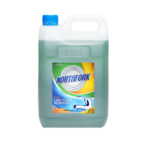 Northfork Lime and Scale Remover 5L bottle, ideal for eliminating lime and scale build-up from appliances and surfaces.