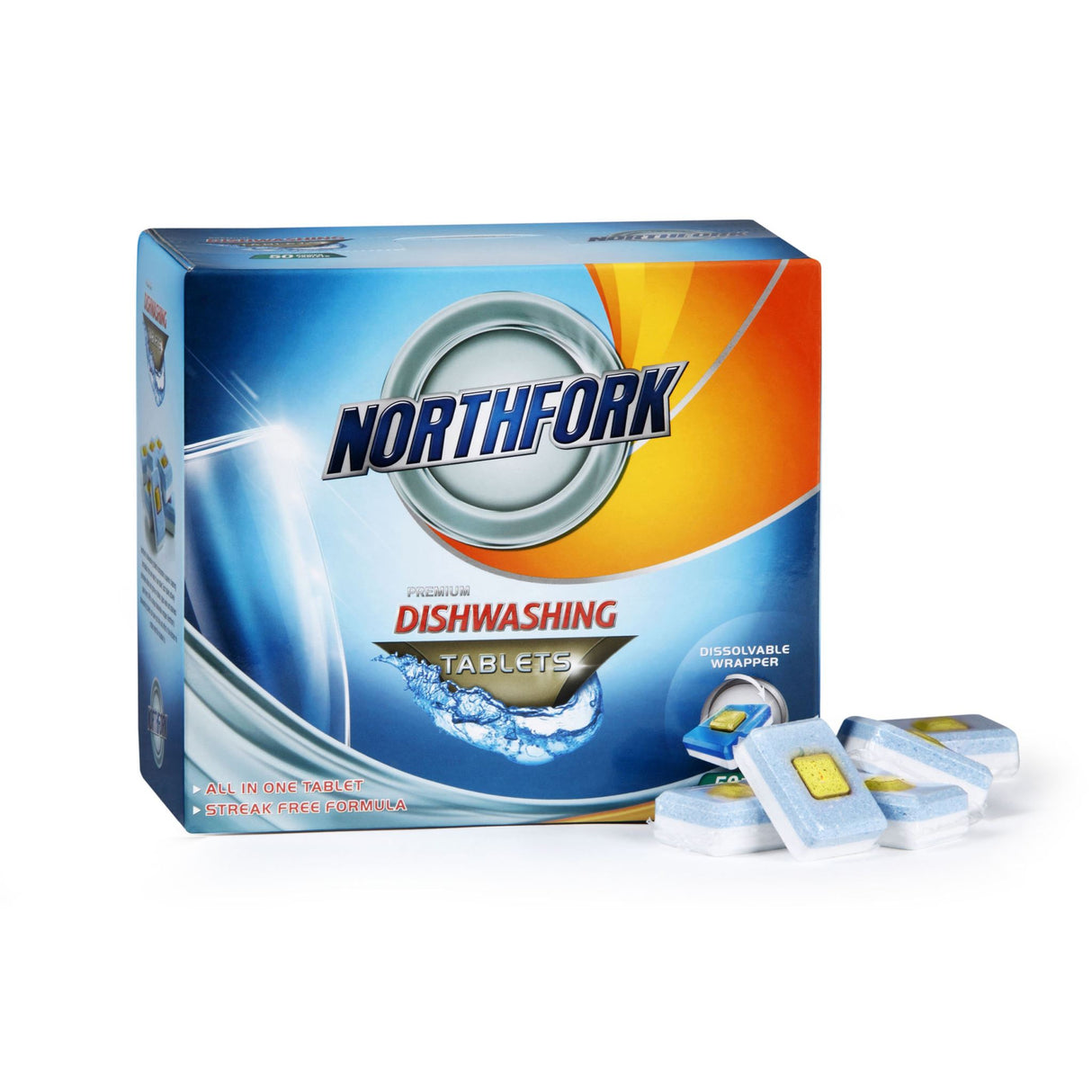 Northfork Dishwashing Tablets Box 50, premium all-in-one tablets for streak-free cleaning and tough stain removal.