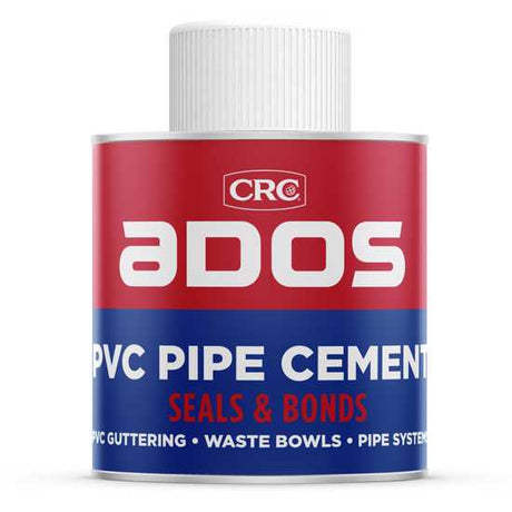 Clear PVC pipe cement adhesive in a 250ml container with a brush applicator for precise, mess-free application.
