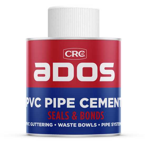 Clear PVC pipe cement adhesive in a 250ml container with a brush applicator for precise, mess-free application.