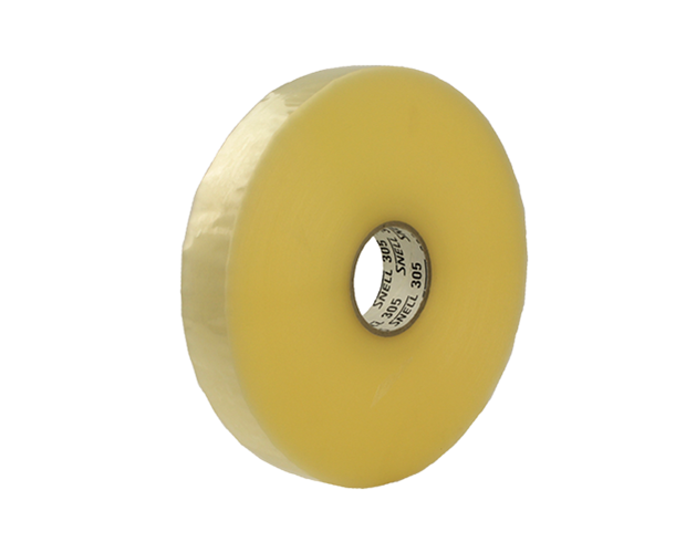 Clear 1705 Machine Tape roll (36mm x 1500m) for secure packaging of lightweight boxes, featuring strong acrylic adhesive.