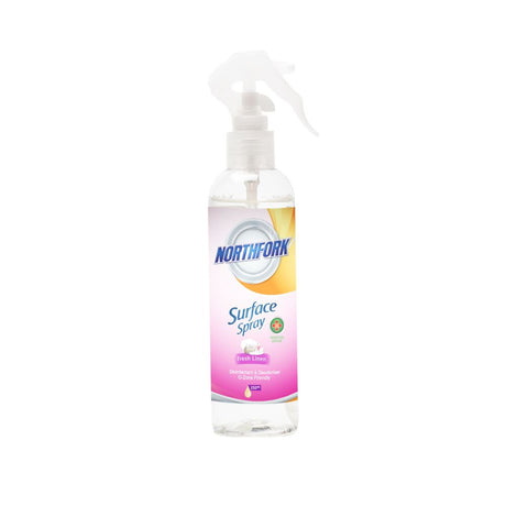 Northfork Air Freshener Disinfectant in Fresh Linen, 250ml, for cleaning, deodorizing, and disinfecting surfaces.