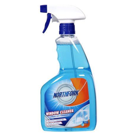 Northfork Window And Glass Cleaner 750ml bottle for streak-free shine on glass, mirrors, and chrome surfaces, eco-friendly formula.