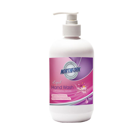 Pale pink Northfork Liquid Hand Wash 500ml in a sleek bottle, ideal for gentle, frequent hand hygiene at home or work.