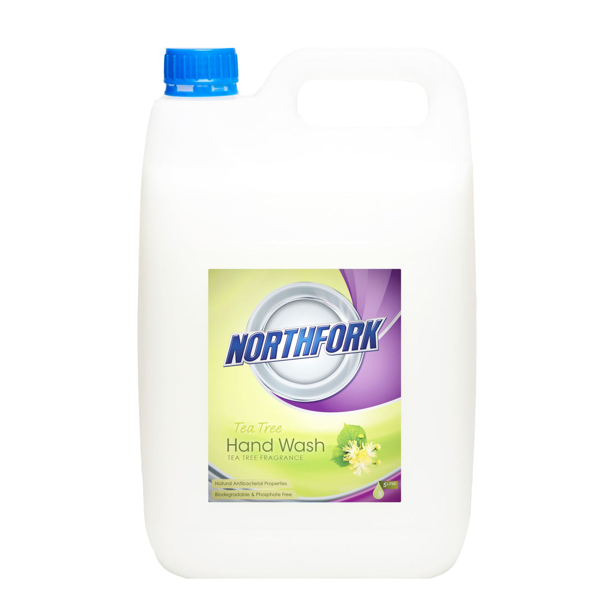 Northfork 5L Liquid Hand Wash with Tea Tree Oil, pearlescent formula for rich lather and soft, refreshed hands.