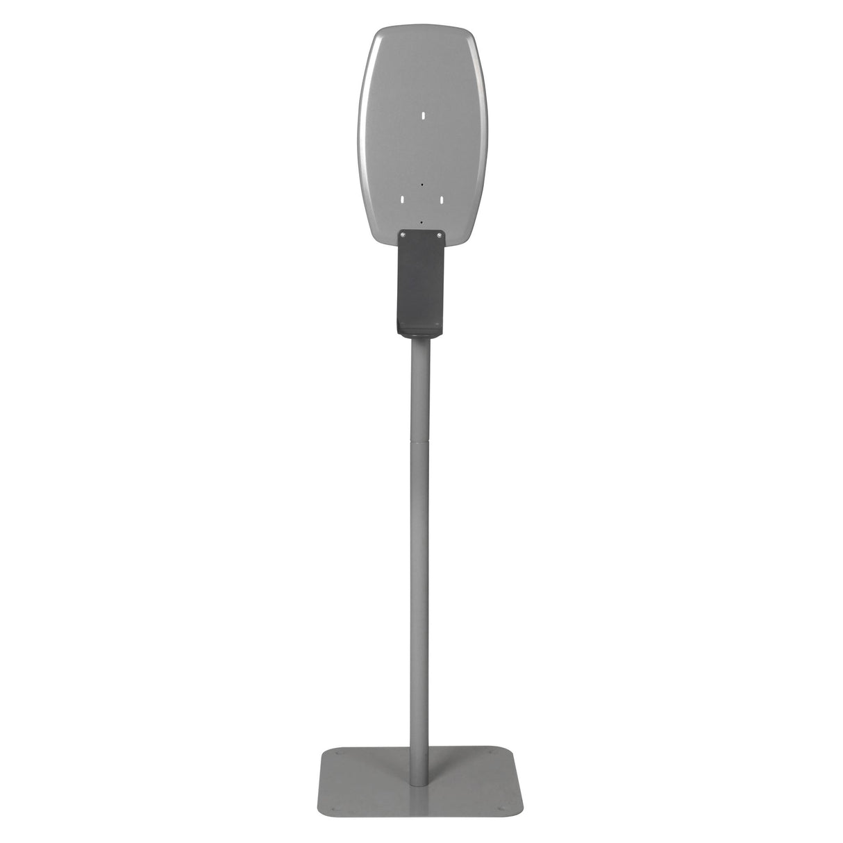 Sleek silver universal stand for dispensers, featuring a sturdy base and drip tray for hygiene and convenience.