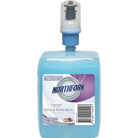 Northfork Liquid Hand Wash Pearl Blue, 0.4ml, pack of 6, anti-bacterial, gentle on skin, ideal for hygiene in food and healthcare.