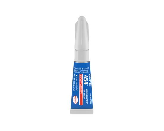 LOCTITE 454 Instant Adhesive Non-Drip Gel in a 3g tube, ideal for quick repairs on porous and difficult materials.