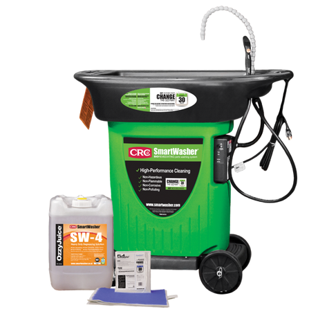 Eco-friendly mobile parts washer kit with 180 kg capacity, featuring oversized sink and non-toxic cleaning solutions.