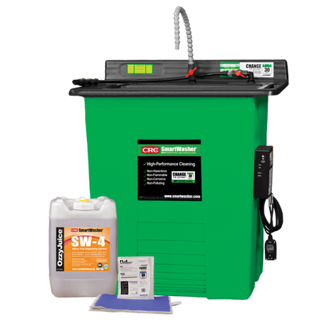 CRC SmartWasher System Starter Kit SW25-4-Kit: Eco-friendly parts washer with 227 kg capacity, non-toxic OzzyJuice, and rugged design.