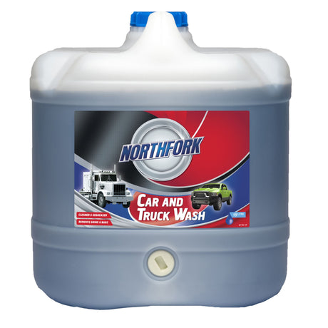 Northfork Truck Wash 15L bottle, a premium cleaner and degreaser for vehicle exteriors, featuring biodegradable detergents.