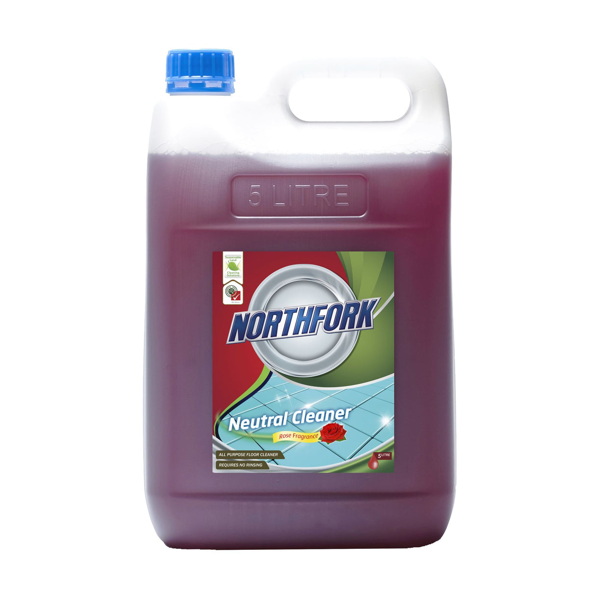 Northfork Geca Neutral Cleaner 5L, biodegradable with rose fragrance, perfect for polished floors and safe for the environment.